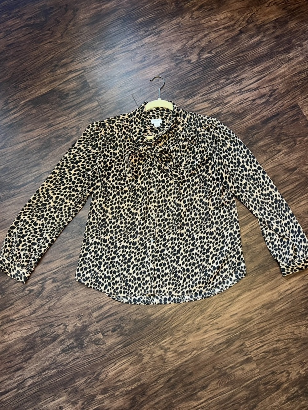 J Crew Leopard Print Tie-Neck Blouse